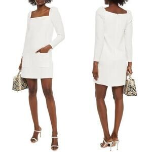 Veronica Beard Alona Tweed Mini Dress Ivory/White Size 2 Puff Sleeve Square Neck